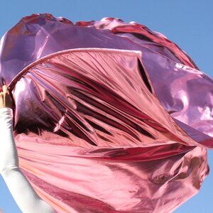 *Rose Pink 'Compassion' Metallic Flowy Worship Flag Set of 2 by Beauty for Ashes